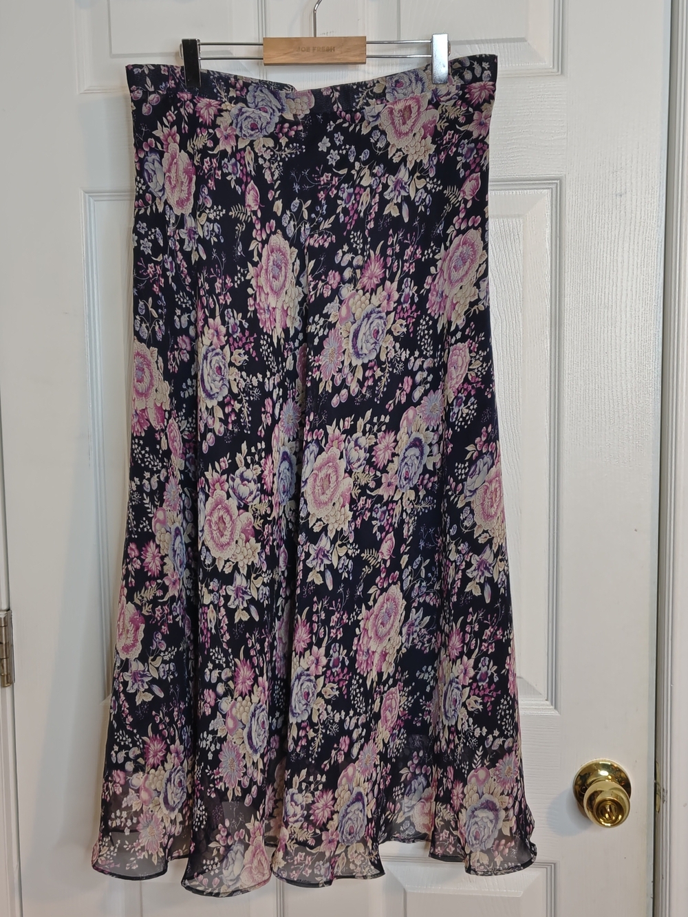 Whimsigoth Flowy Floral Print Chiffon Midi/Maxi Skirt Lettuce Hem Size M/L